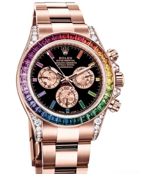 Replica Rolex Watch Women Oyster Perpetual Cosmograph Daytona Rainbow 116595 RBOW - 78595 A Everose Gold - Diamonds - Sapphires
